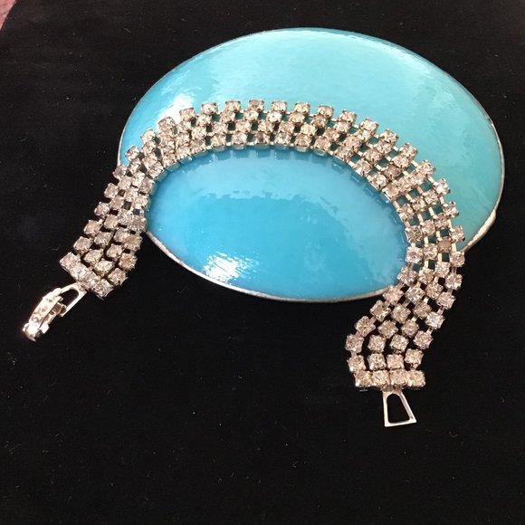 Vintage Multi Strand Rhinestone Bracelet - Picture 2 of 16